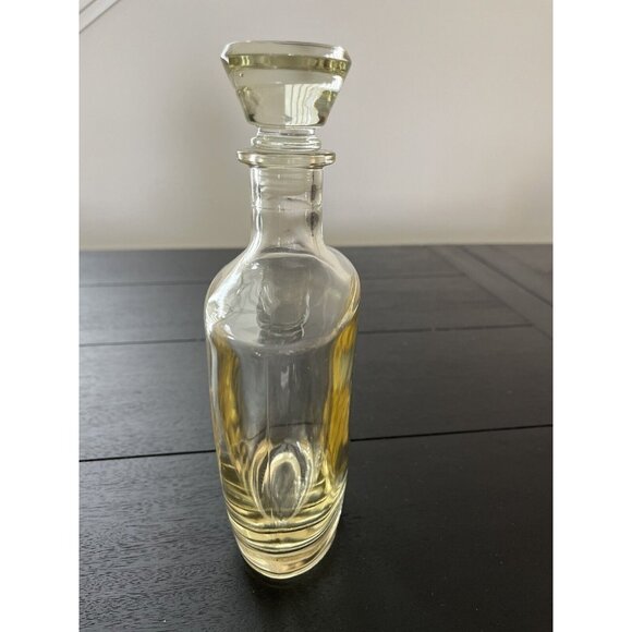 Vintage glass decanter clear with Stopper & dipped amber sides & bottom heavy - Picture 12 of 13